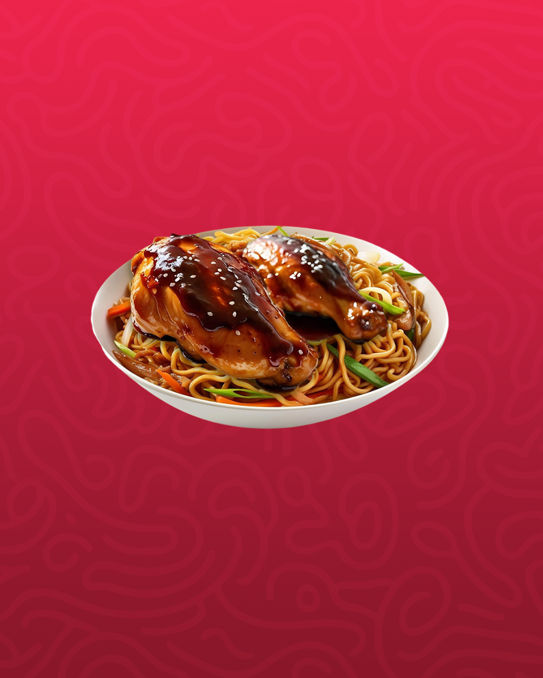 Veg Chowmein & Sticky Chicken